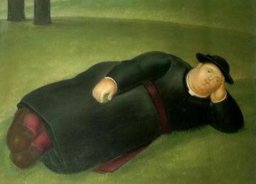 Reclining Priest Artwork by Fernando Botero