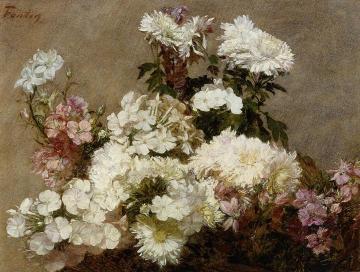 White Phlox, Summer Chrysanthemum and Larkspur Artwork by Henri Fantin-Latour