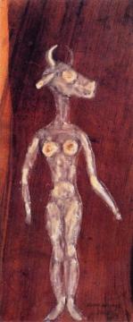 Woman With A Bull's Head Artwork by Victor Brauner