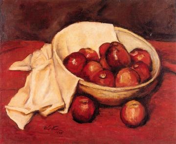 Apples With Salmon Cloth Artwork by Walt Kuhn
