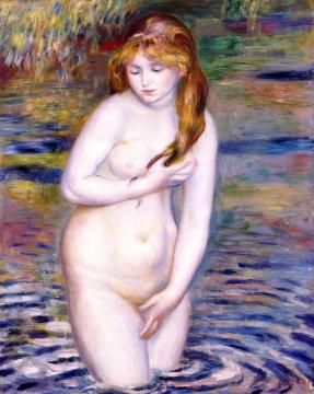 Young Woman Bathing Artwork by Pierre Auguste Renoir