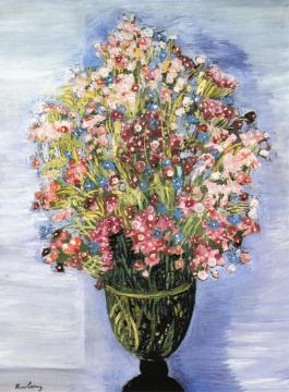 Flowers in a Green Vase Artwork by Moise Kisling