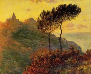 The Church at Varengeville, against the Sunset Artwork by Claude Oscar Monet