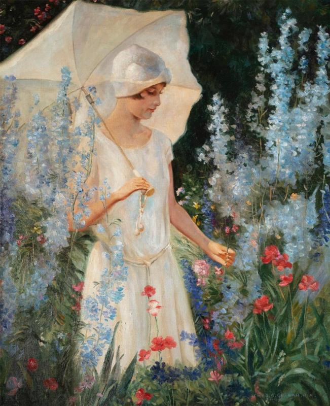 Blue Delphiniums Artwork by Charles Courtney Curran