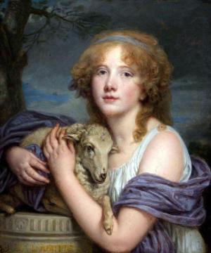 Girl With A Lamb Artwork by Jean-Baptiste Greuze