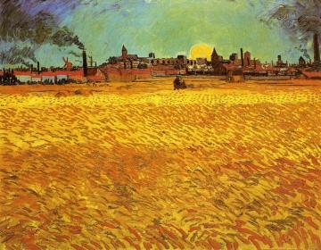Sunset: Wheat Fields Near Arles Artwork by Vincent Van Gogh