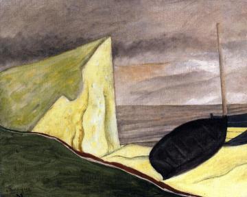Cliff and Beached Boat Artwork by Georges Braque