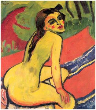 Seated Nude Artwork by Hermann Max Pechstein