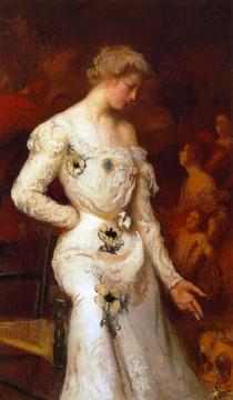 Girl with Dog Artwork by Edmund Tarbell