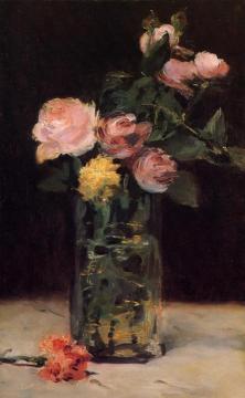 Roses In A Glass Vase Artwork by Edouard Manet