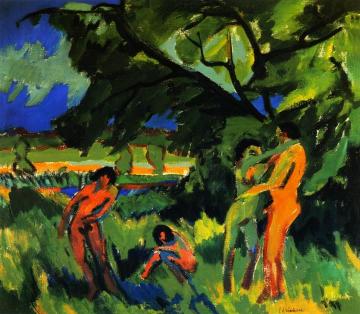 Spielende nachte Manschen unter Baum Artwork by Ernst Ludwig Kirchner