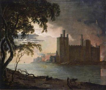 Caernarvon Castle By Moonlight Artwork by Joseph Wright of Derby