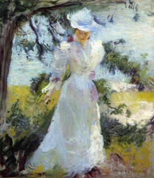 My Wife, Emeline, in a Garden Artwork by Edmund Tarbell