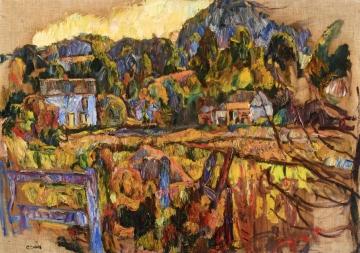 Landscape with Fence Artwork by Abraham A. Manievich