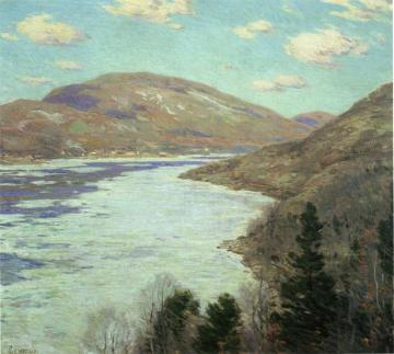 Hudson River in February Artwork by Willard Leroy Metcalf