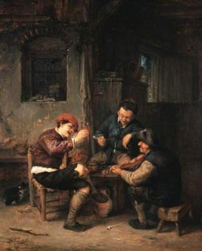 Three Peasants at an Inn Artwork by Adriaen van Ostade