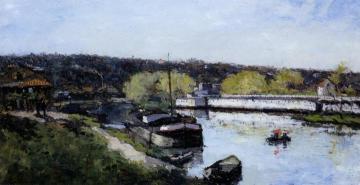Barge on the Seine at Bas-Meudon Artwork by Albert Lebourg
