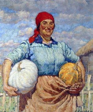 Farmer with pumpkins Artwork by Ilya Mashkov