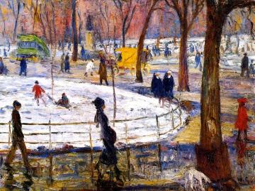 Winter, Washington Square Park Artwork by William James Glackens