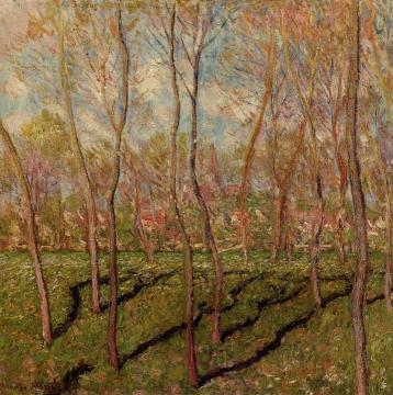 Trees in Winter, View of Bennecourt Artwork by Claude Oscar Monet