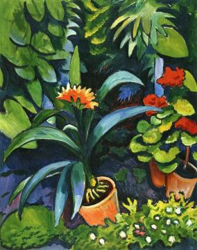 Flowers in the Garden, Clivia and Geraniums Artwork by August Macke