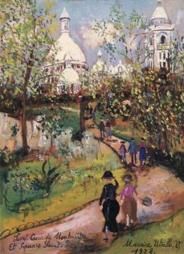 Sacre-coeur De Montmartre And Square Saint-pierre Artwork by Maurice Utrillo