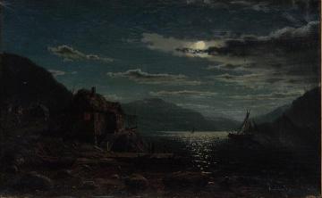 Coastal Landscape in Moonlight Artwork by Amaldus Clarin Nielsen