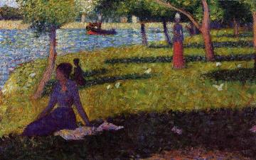 Seated and Standing Woman Artwork by Georges Seurat