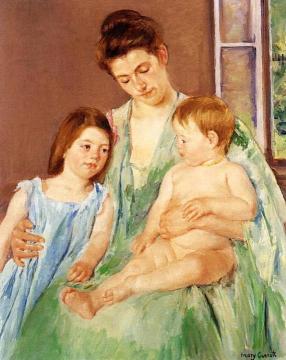 Young Mother and Two Children Artwork by Mary Cassatt