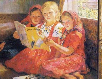 Reading Girls Artwork by Nikolai Petrovich Bogdanov-belsky