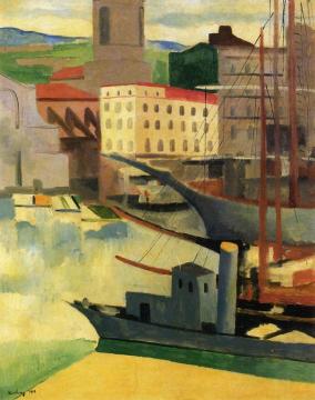 Port at Saint-Tropez Artwork by Moise Kisling