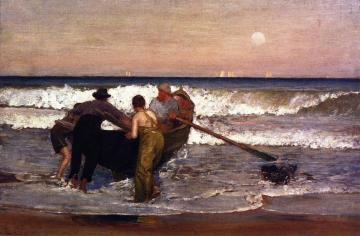 Pushing Off The Boat At Sea Bright, New Jersey Artwork by Louis Comfort Tiffany