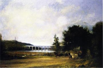 Highbridge from Harlem Line in 1873 Artwork by Charles Henry Miller
