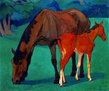 Mare and Foal Artwork by Robert Bevan