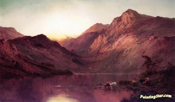 Sunset on the Loch Artwork by Alfred de Breanski, Sr.