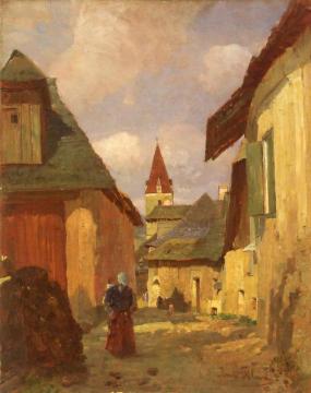 The white churches in the Wachau Artwork by Tina Blau