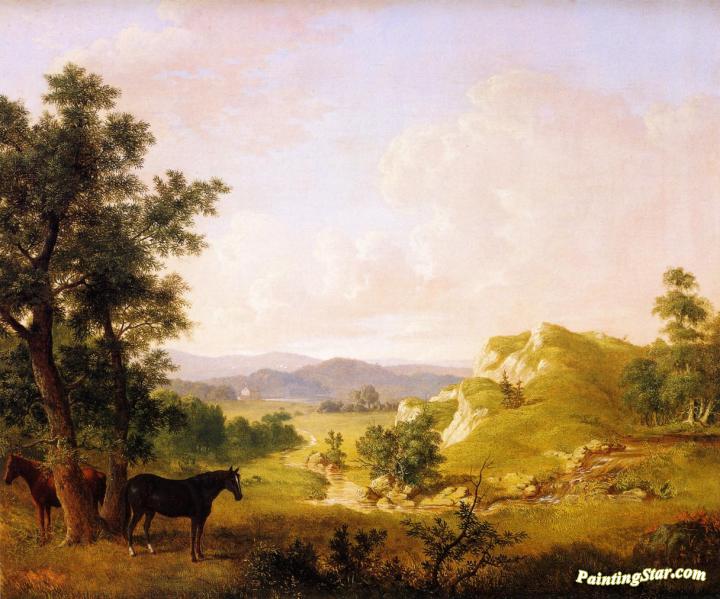 Landscape with Horses Artwork by Thomas Hewes Hinckley