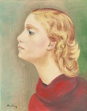 Buste de jeune femme de profil 'a gauche Artwork by Moise Kisling