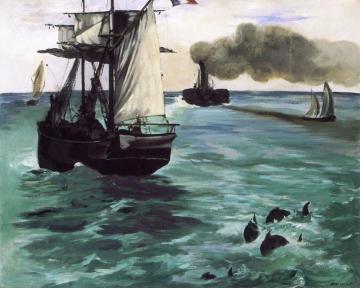 The Steamboat, Seascape With Porpoises Artwork by Edouard Manet