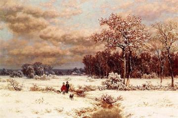 Children In A Snowy Landscape Artwork by William Mason Brown