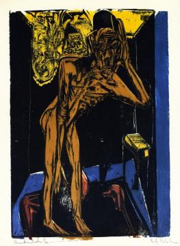 Schlemihl in der Einsamkeit des Zimmers Artwork by Ernst Ludwig Kirchner