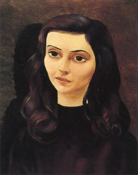 Portrait of a Brunette Woman Artwork by Moise Kisling