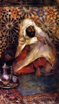 Arab Man Smoking Artwork by Harry Humphrey Moore
