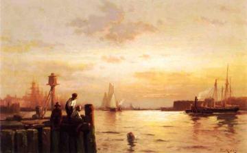 Early Dawn, New York Harbor Artwork by Edward Moran