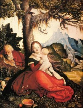 The Holy Family, Resting on the Flight Artwork by Hans Baldung Grien