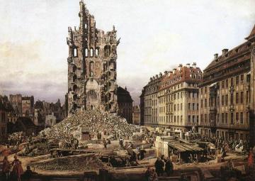 The Ruins of the Old Kreuzkirche in Dresden Artwork by Bernardo Bellotto