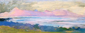 The Island of Moorea, looking across the strait from Tahiti. Noonday, 1891 Artwork by John La Farge