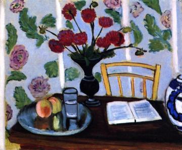 Still Life: Bouquet Of Dahlias And White Book Artwork by Henri Matisse