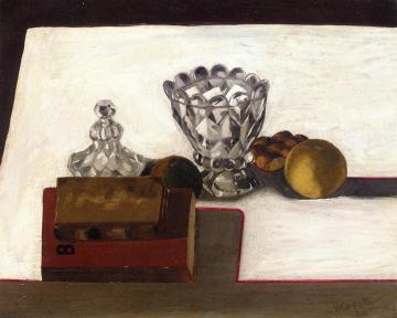 Sugar Bowl with Fruit and Books Artwork by Rene Magritte
