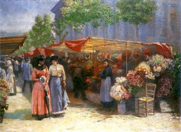 Flower Market At The Church Of St. Madeleine In Paris Artwork by Jozef Pankiewicz